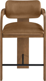 Cedra - Velvet Performance Fabric Upholstered Counter Stool - Brown Frame