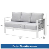 All-Weather Patio Sofa & Cushions, 3 Seat Outdoor Couch