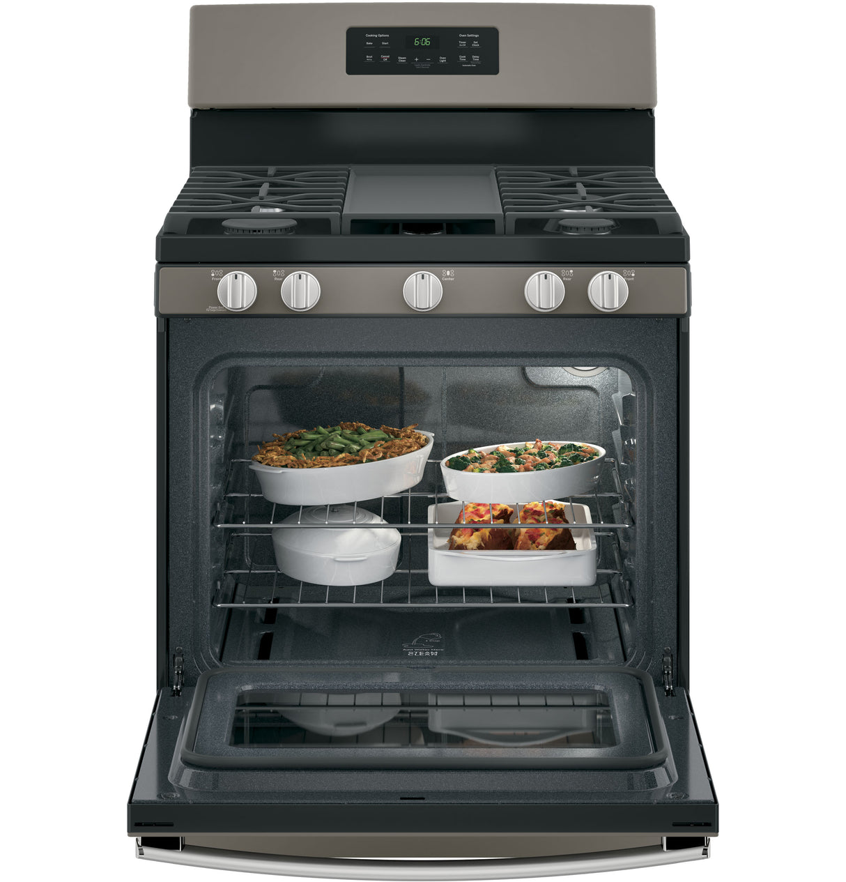 GE JGBS66EEKES - 30 in. 5 cu. ft. Gas Range with 5 Sealed Burners & Griddle - Slate