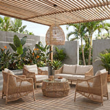 Coastline - Olefin Water Resistant Fabric And Wicker Outdoor Patio Loveseat - Beige