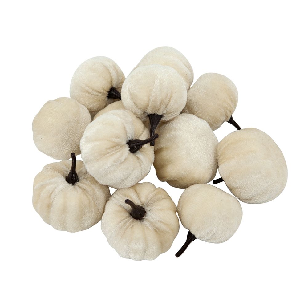 Velvety Pumpkin In Mesh Bag, Bag / 12, For Holiday Harvest Festival Fall Festival & Thanksgiving (Set of 4) - White