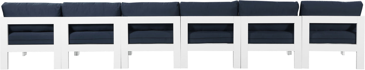 Nizuc - Outdoor Patio 6 Seat Armless Modular Sofa With White Frame