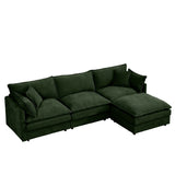 L Shaped Modular Sectional Sofa With Movable Ottoman, 3 Seater Comfortable Seating