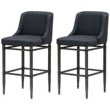 Marvin - Steel Frame Faux Leather Upholstered Bar Height Barstool