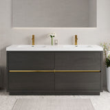 Bathin Freestanding Bathroom Vanity With Double Sinks, Bathroom Storage Vanity Cabinet With Stone Resin Countertop And Soft Close Drawers