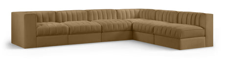 Rummi - Velvet Performance Fabric Upholstered 6 Piece Modular Sectional