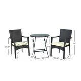3 Piece Bistro Set With Water Resistant Cushions And 2 Chairs - Brown Multi
