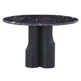 Kinton - Round Dining Table With Natural Marble Top - Black