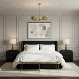 Axis - Linen Textured  Beige Fabric Upholstered Bench