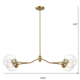 Jewel - 4 Lights Chandelier Ceiling Hanging Light Fixture - Clear / Gold