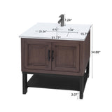 Modern Freestanding Bathroom Vanity With Ceramic Sink, Hot And Cold Faucet, Storage Cabinet & Open Shelf