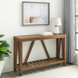 Farmhouse A Frame Entry Table With Lower Shelf