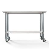 24" x 48" 18-Gauge 304 Stainless Steel Commercial Work Table with Casters, CT2448-18C.