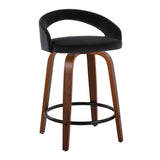 Grotto - 31" Upholstered Fixed-Height Counter Stool (Set of 2) - Walnut Wood Base