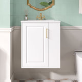 Wall Mounted Bathroom Cabinet With Side Shelf Combo, Vanity With Sink - White