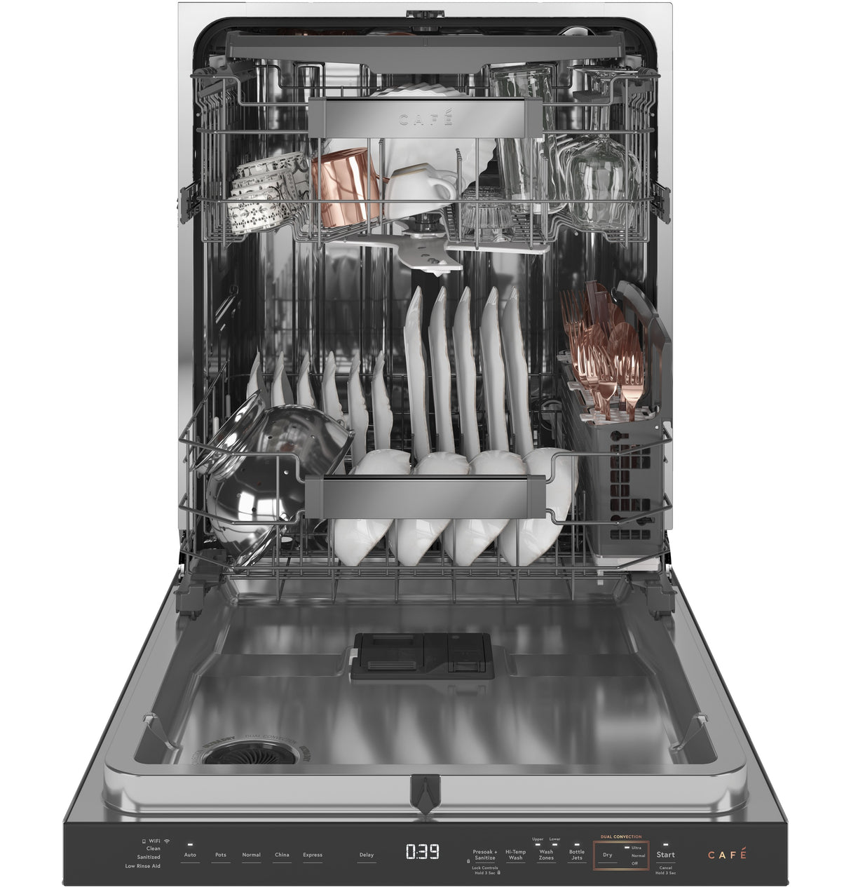 Caf(eback)(TM) ENERGY STAR(R) Smart Stainless Steel Interior Dishwasher with Sanitize and Ultra Wash & Dual Convection Ultra Dry in Platinum Glass - (CDT875M5NS5)