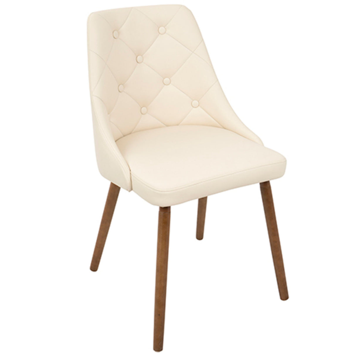 Gianna - Dining / Accent Chair - Walnut And Cream Quilted Faux Leather