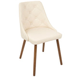 Gianna - Dining / Accent Chair - Walnut And Cream Quilted Faux Leather