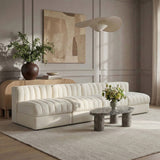 Rummi - Armless Velvet Performance Fabric Upholstered 4 Piece Modular Sofa