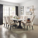 Gerardo - 30" Dining Table - White Marble Top & Weathered Espresso