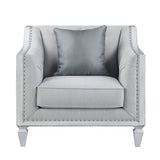 Katia - Chair With Pillow - Light Gray Linen & Weathered White