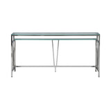 Celina - 72" Rectangle Tempered Glass Console Table - Shiny Nickel