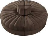 Rummi - Round Velvet Performance Fabric Upholstered 4 Piece Modular Sofa