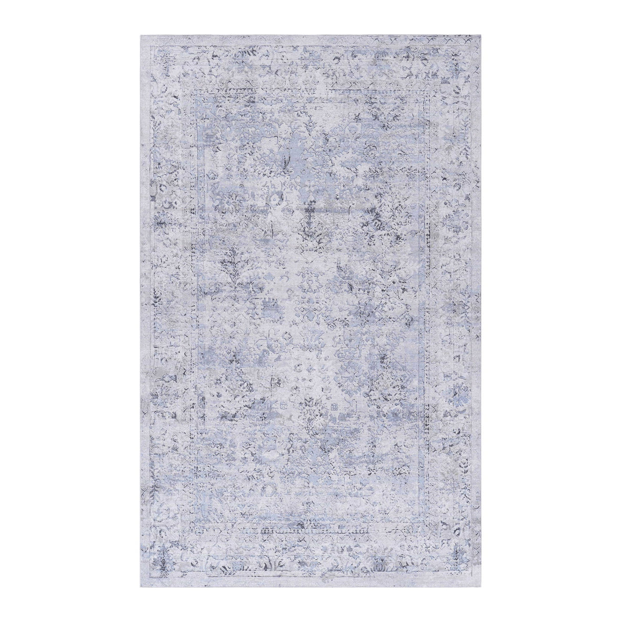 Maval - 8' X 10' Washable Area Rug - Blue / Cream