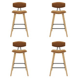 Fox - Counter Height Curved Back Wood Bar Stool With Faux Leather Seat