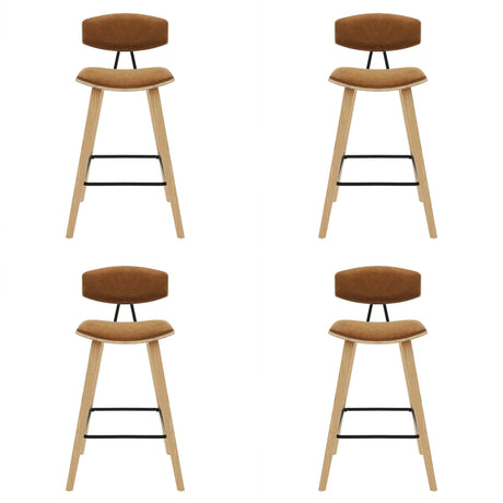 Fox - Counter Height Curved Back Wood Bar Stool With Faux Leather Seat