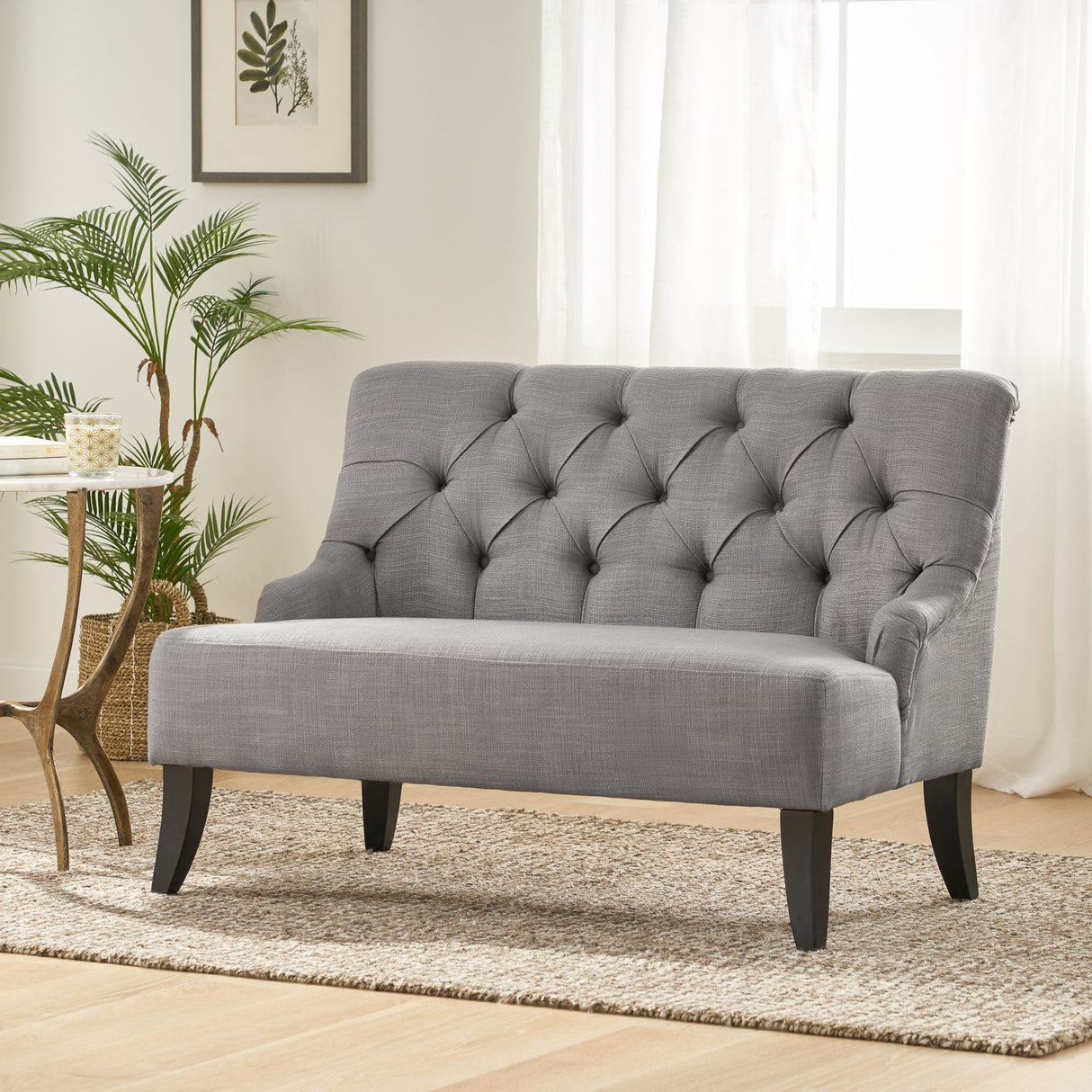 Nicole - French Style Upholstered Loveseat With Tufted Backrest