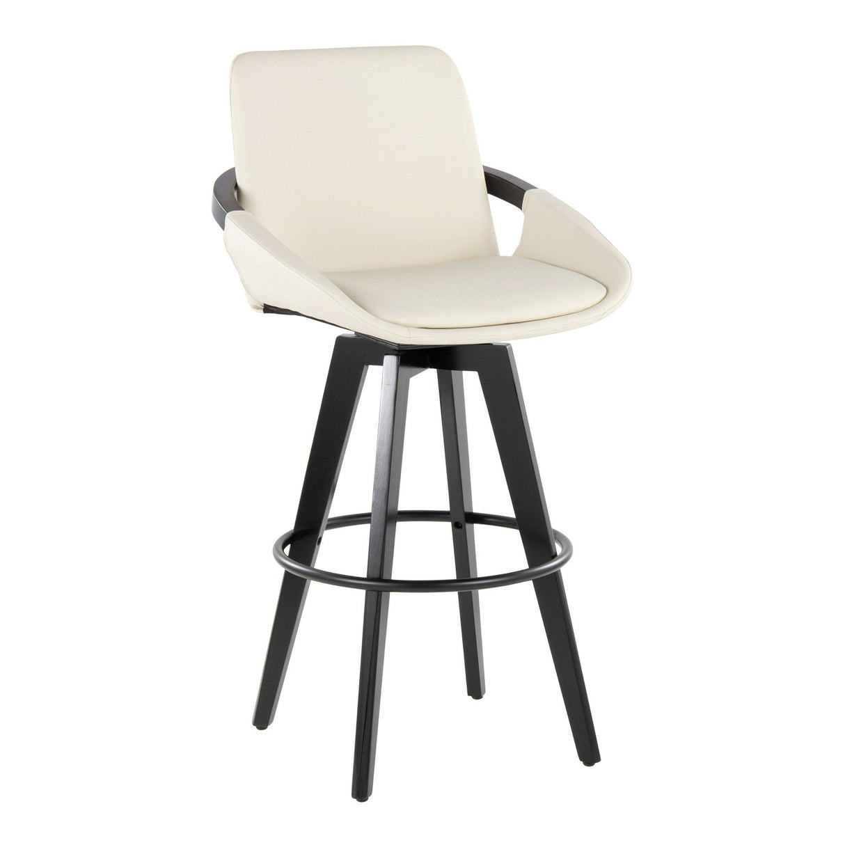 Cosmo - Fixed-Height Barstool (Set of 2) - Black Wood Base, Black Footrest