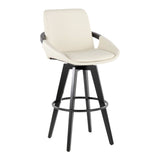 Cosmo - Fixed-Height Barstool (Set of 2) - Black Wood Base, Black Footrest