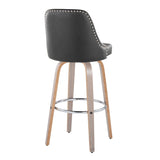 Studded - Marcel Fixed-Height Barstool (Set of 2) - Light Grey Wood