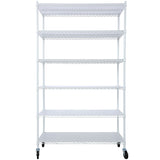 6 Tier 6000Lbs Capacity Nsf Metal Shelf Wire Shelving Unit, Heavy Duty Adjustable Storage Rack With Wheels & Shelf Liners For Commercial Grade Utility Steel Storage Rack