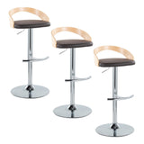 Grotto - Adjustable Barstool - Chrome Metal, Natural Wood