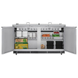 60 in. Commercial Refrigerated Prep Station Cold Table, Stainless-Steel Refrigerator with 12 Pan Storage with Cover and Two Adjustable Shelves, ETL Listed (KM-RBT-60C)