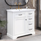 36" Bathroom Vanity With Sink, 2 Tip Out Drawers, Soft Close Hinges