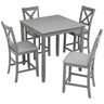 5 Piece Dining Table Set, Wooden Dining Square Table Set For 4