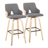Stella - Contemporary Fixed-Height Swivel Barstool (Set of 2) - Natural Wood