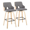 Stella - Contemporary Fixed-Height Swivel Barstool (Set of 2) - Natural Wood