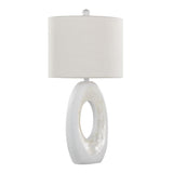 Pearl - 29" Polyresin Table Lamp (Set of 2) - Matte White Poly, Natural Shell And White Linen Shade from Grandview Gallery
