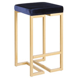 Midas - Contemporary - Glam Counter Stool (Set of 2) - Gold With Blue Velvet Cushion