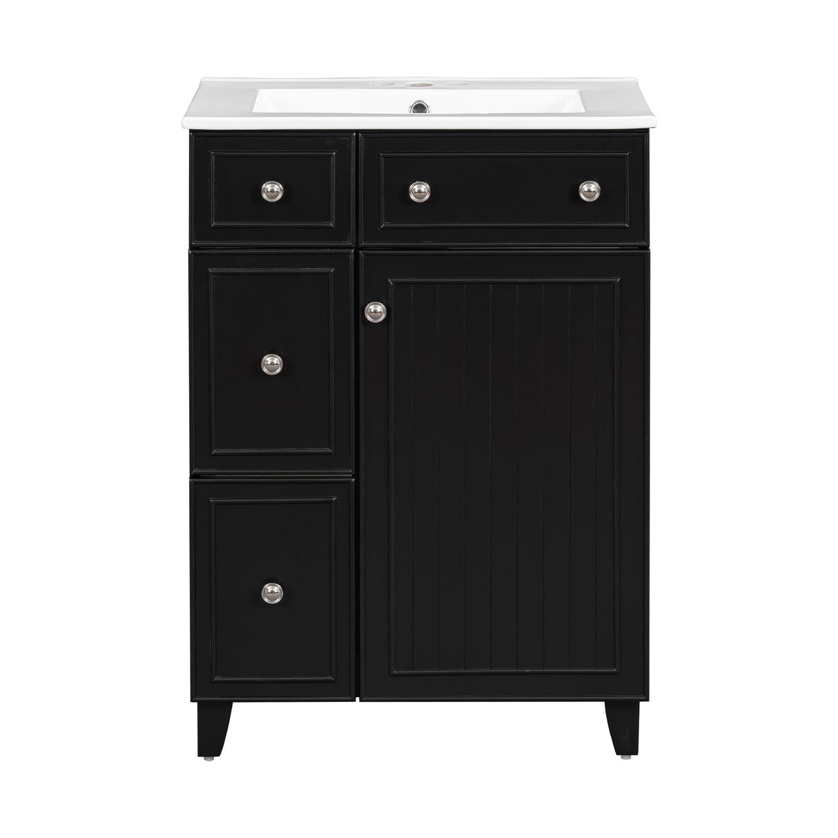 Transitional Style Bathroom Vanity Cabinet With Ceramic Sink