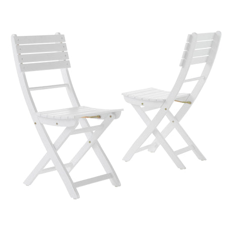 Outdoor Foldable Wood Dining Chair With Slat Design (Set of 2)