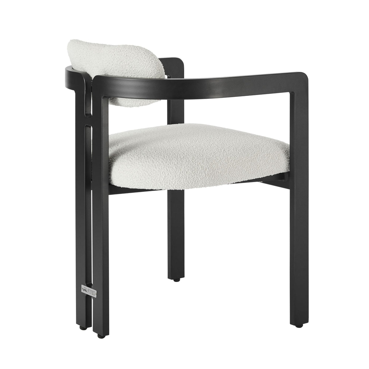 Jazmin - 5-Piece Outdoor Round Sintered Stone Dining Set - White / Black