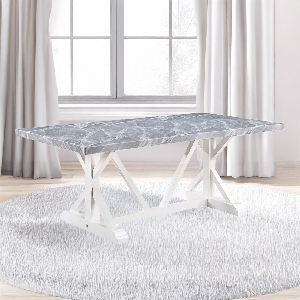 Hollyn - Dining Table With Engineered Stone Top - Engineered Stone & White
