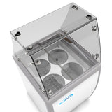 26 in. 4 Tub Ice Cream Dipping Cabinet Display Freezer with Sliding Glass Door and Sneeze Guard, 6 cu. ft. KM-ICD-26SD-FG.