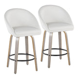 Matisse - 26" Highback Fixed-Height Counter Stool With Swivel And Round Chrome Metal Footrest (Set of 2) - Light Gray Wood