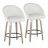 Matisse - 26" Highback Fixed-Height Counter Stool With Swivel And Round Chrome Metal Footrest (Set of 2) - Light Gray Wood